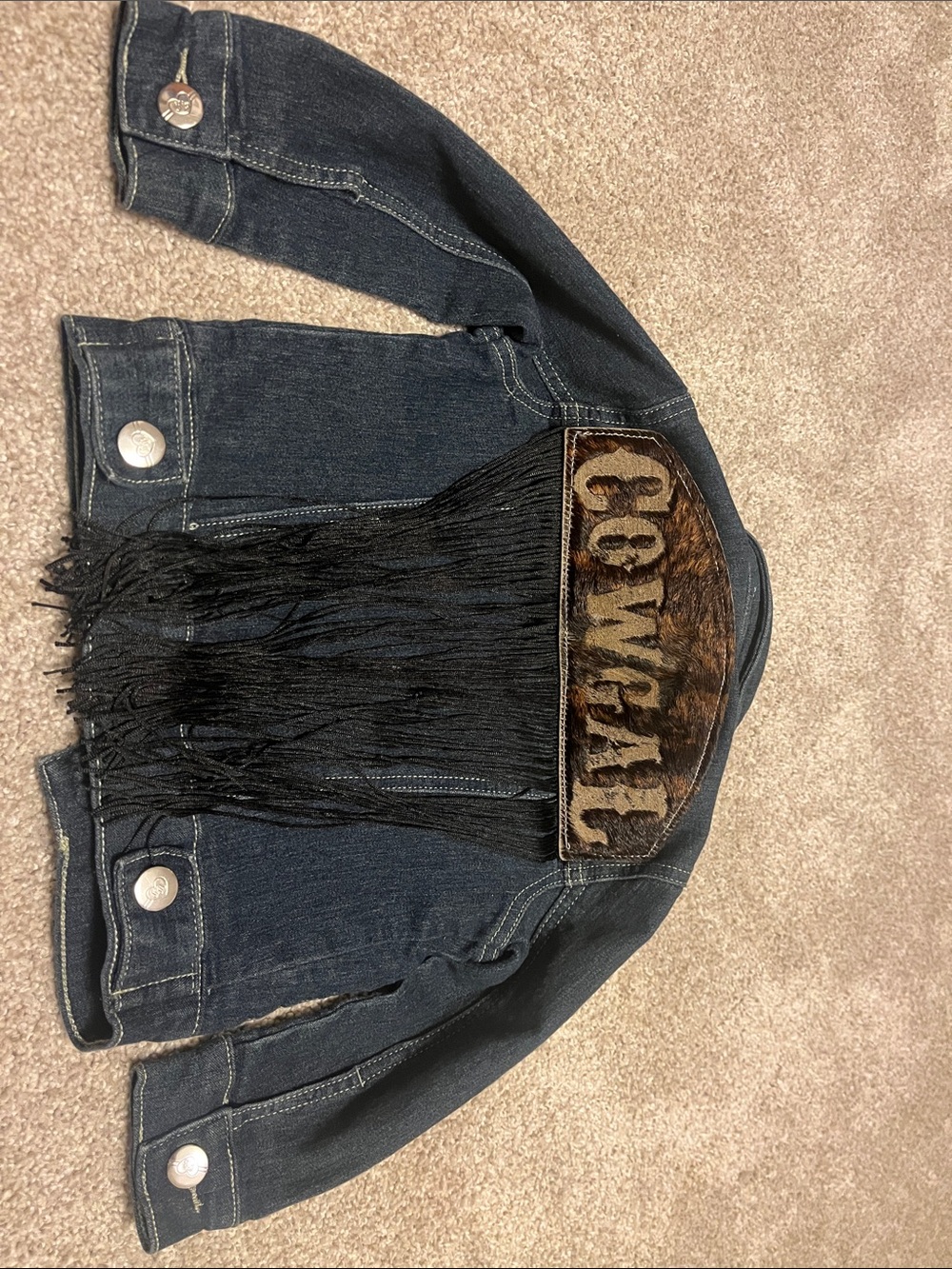 Toddler Denim Jacket with fringe and 'Cowgal' Patch